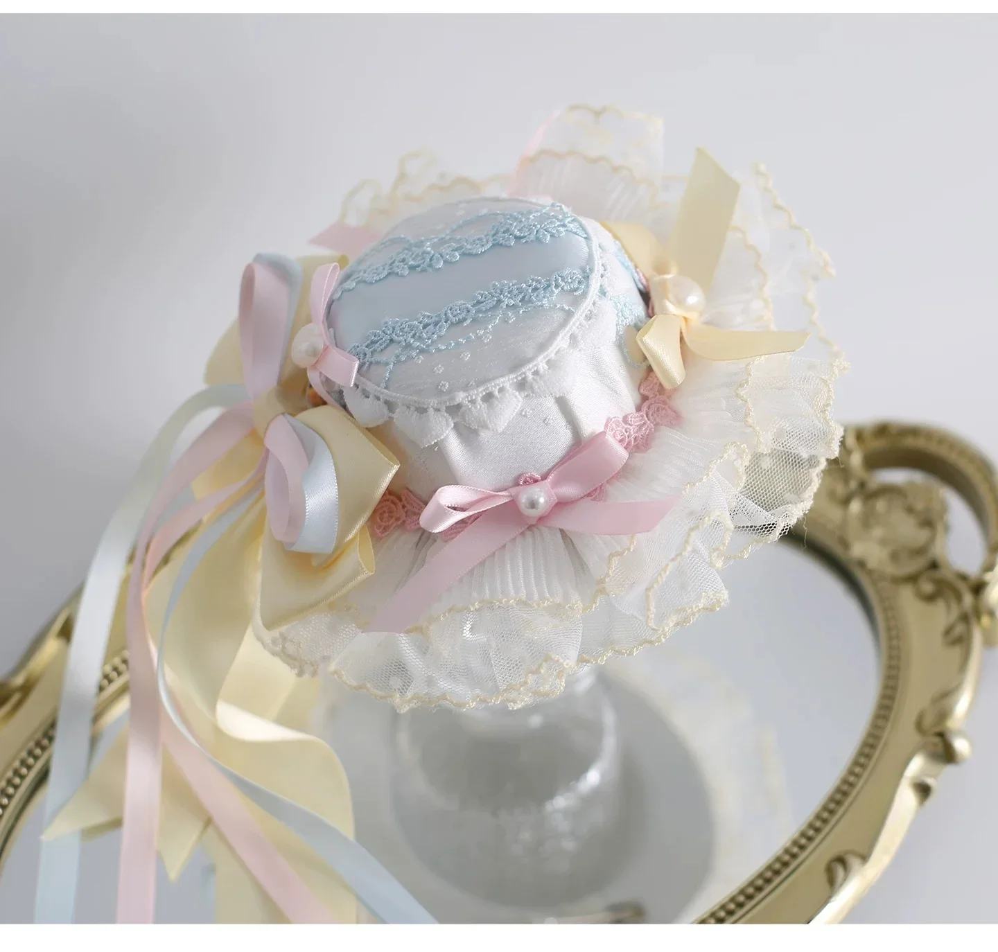 IMU New Original Candy Silk Satin Ballet Headband KC Flower Bun Hair Clip Gorgeous Feather Formal Hat Lolita Sweet Hair Accessor
