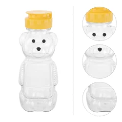 12pcs 240ml Plastic Squeeze Condiment Bottles Bear Shape Honey Sauce Mustard Jam Dispenser