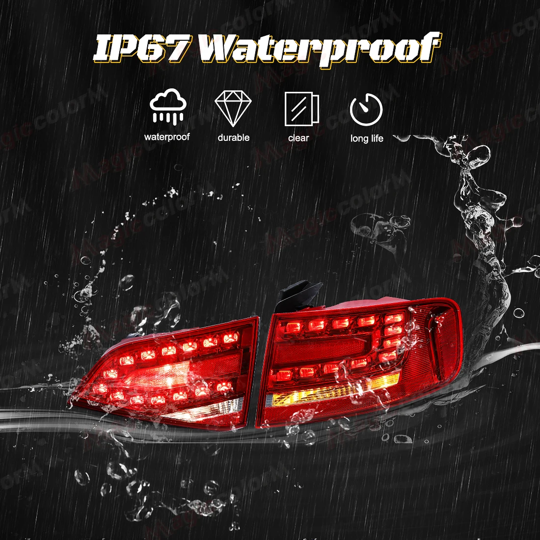 لأودي A4 B8 2009 2010 2011 2012 الخلفية الذيل ضوء الخلفية بدوره مصباح إشارة LED الفرامل تحذير ضوء سيارة الذيل ضوء الجمعية 12 فولت