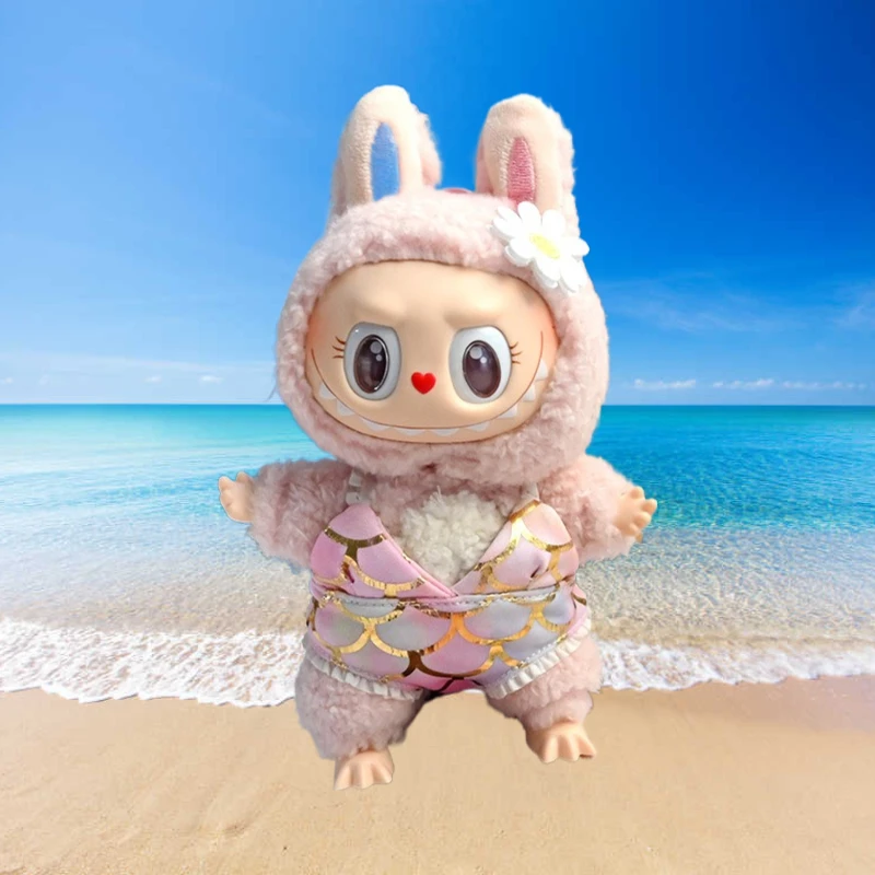 

Only Clothes) Mermaid Swimsuit for V1V2V3 Labubu Doll Summer Clothing Macaron Outfit DIY Accessories Kids Gift