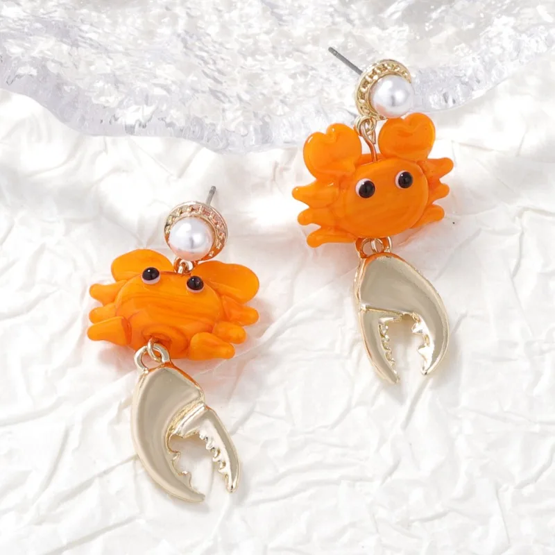 

Креативный объемный прозрачный кулон-имитация животного: Желтый краб, глазурованный, в морском стиле, простой и элегантный.