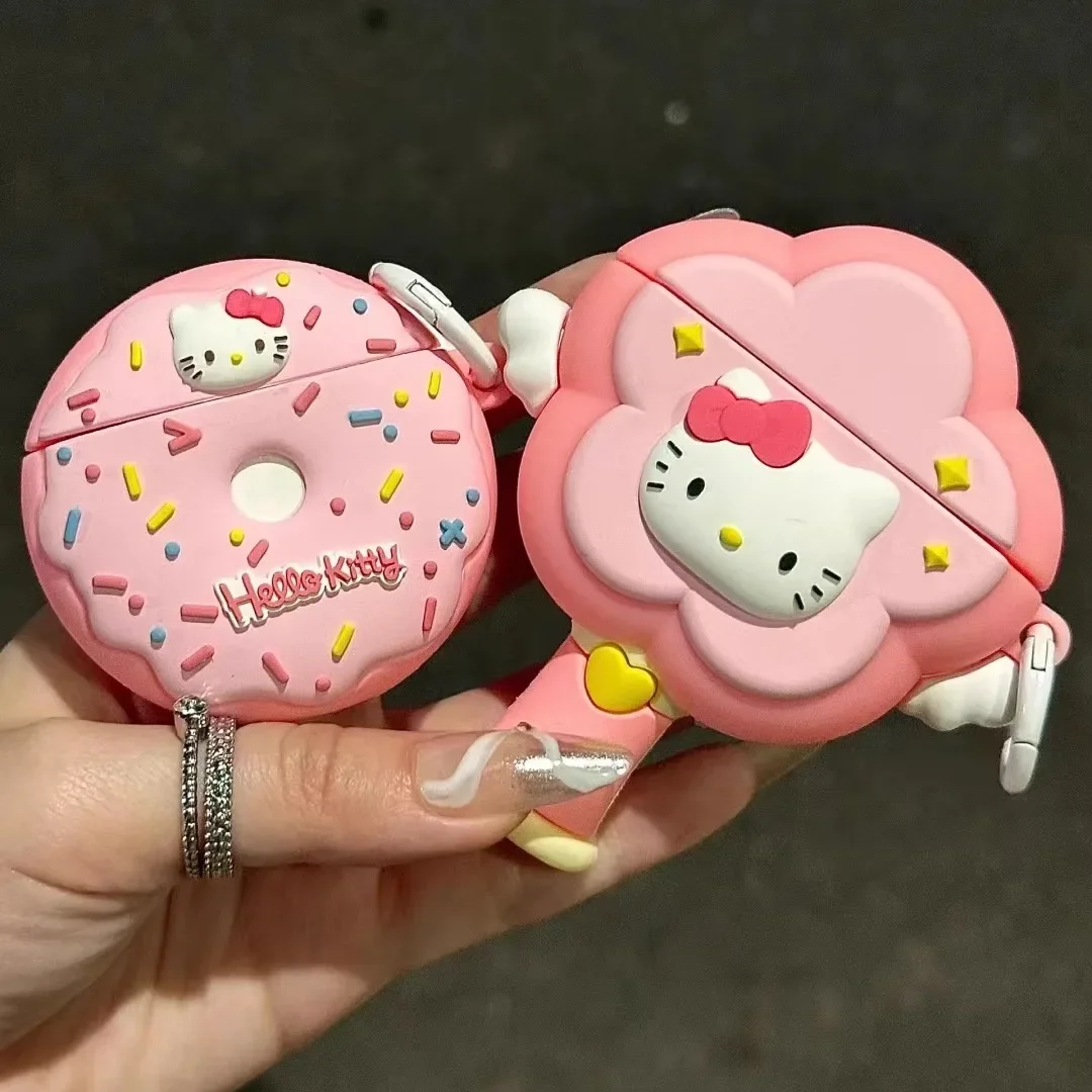 For Airpods Pro 2 Case Hello Kitty Style For Airpods 4 Cover Soft Silicone Earphone Cover For Airpods Pro 3rd Cases With Hook