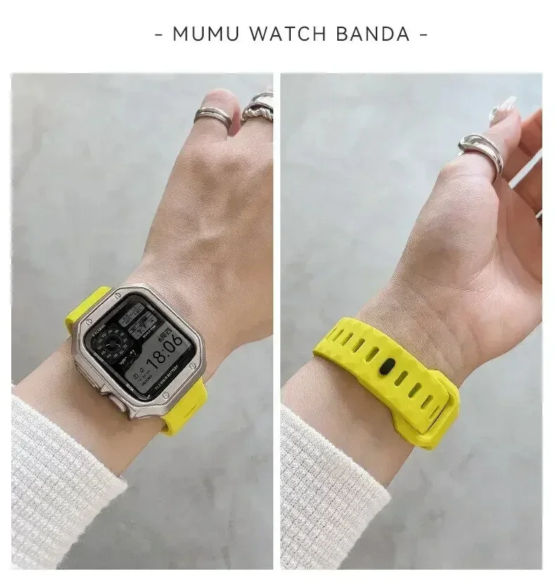 Мягкий силиконовый ремешок + чехол для Apple Watch Band 49 мм 46 мм 45 мм 42 мм Браслет Correa iWatch Ultra 2 38 мм 40 мм 41 мм Ремешок для часов 10 9 8