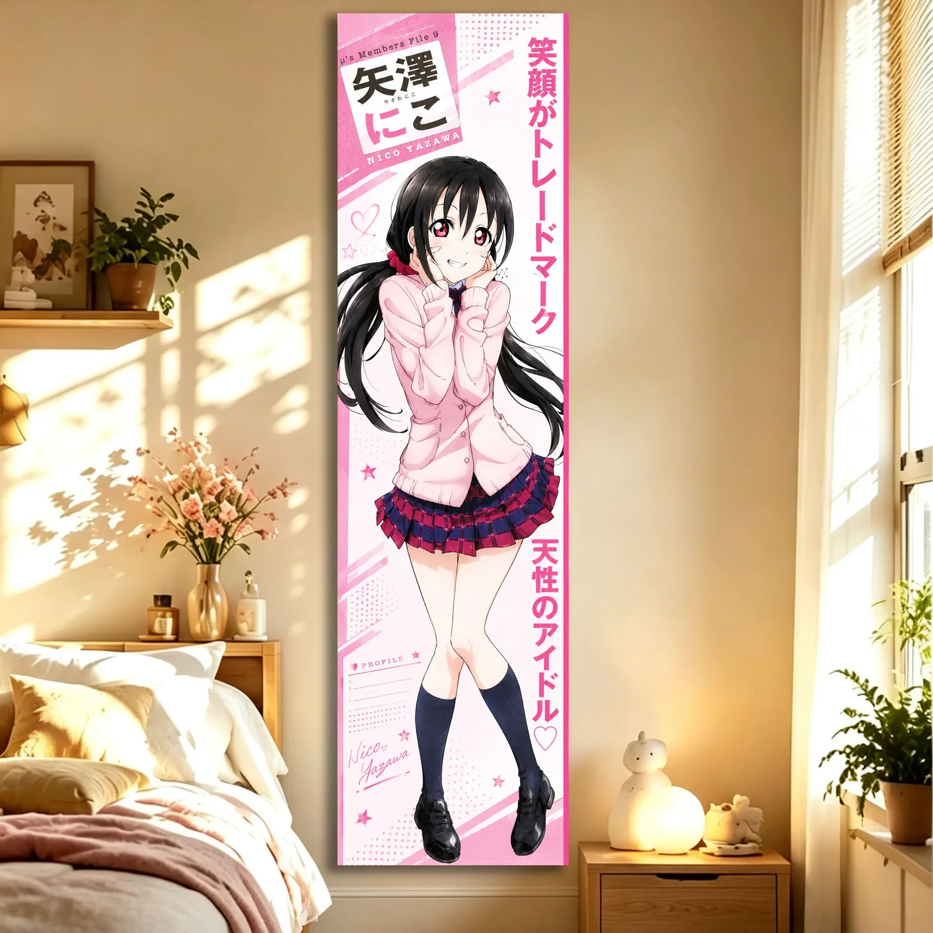 Nico Love Live! Doll Pink Long&Large Tapestry Wall Hanging Cute Kawaii Background Cloth for Bedroom House Dorm Aesthetic Decor