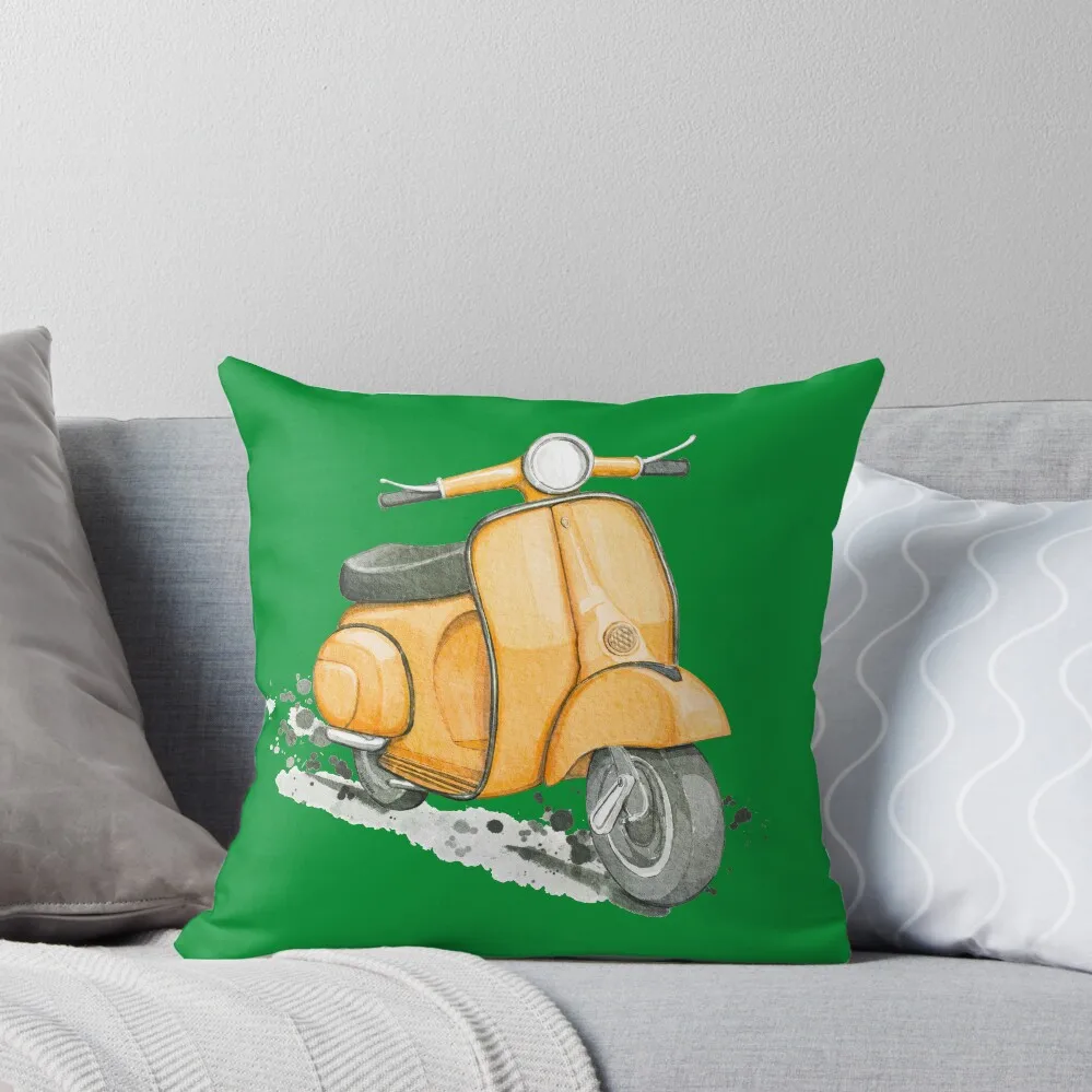 

Yellow Classic scooter white background vintage style Throw Pillow Sofa Decorative Covers pillow