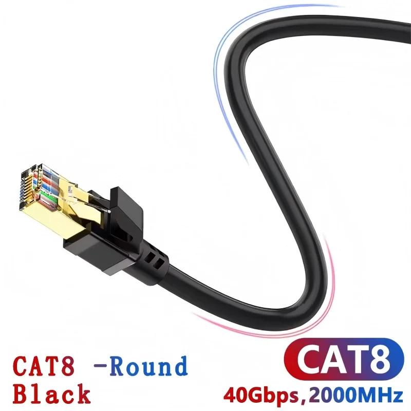 Cat8 Ethernet Cable 40Gbps 2000MHz High Speed SFTP Double Shielded RJ45 Network Cable for Router Modem Gaming PC Home Office Eng