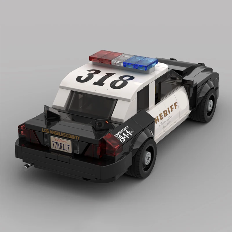 City Service Car Model MOC Building Bricks Crown Police Cruiser Modular Technology Gifts Holiday Assemble Children Toys Suit