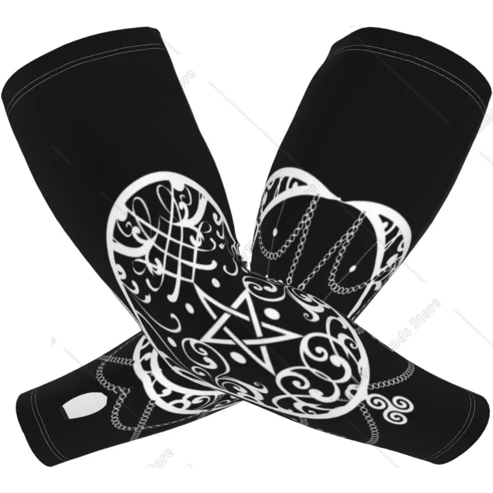 Wiccan Pagan Witch Tripple Moon Pentagram Sun Protection Arm Sleeves, Sports Arm Sleeves, Suitable For Sports, Travel