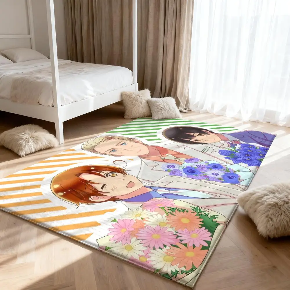 

H-Hetalia World S-Stars Floor Mat Soft Thickened Absorbent Non-Slip Bedroom Living Room Door Mat Home Decor Flannel Rugs