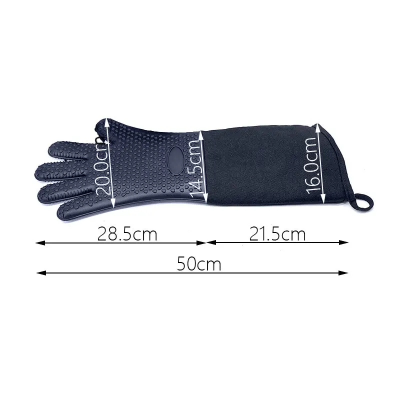 High Quality 1 Piece Heat Resistant Oven Mitts Kitchen Baking Cooking Gloves Extra Long Cotton Canvas Stitching BBQ Oven Gloves