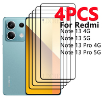 4Pcs For Xiaomi Redmi Note 13 Glass Redmi Note 13 Tempered Glass Full Cover Glue 9H Screen Protector For Redmi Note 13 Pro 4G 5G