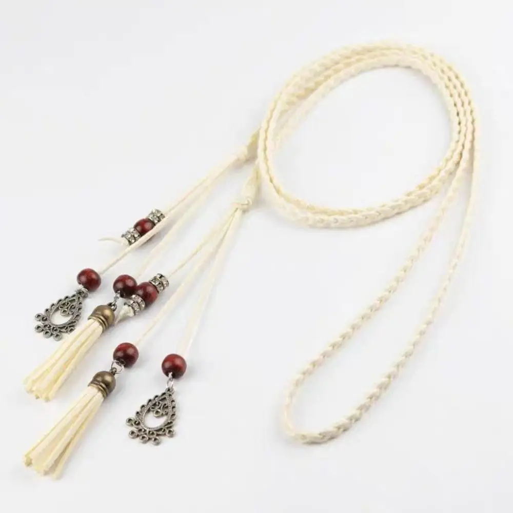 النساء الفتيات الفاخرة تصميم حبل مضفر حزام الخصر خمر تنوعا شرابة البوهيمي حزام الخصر