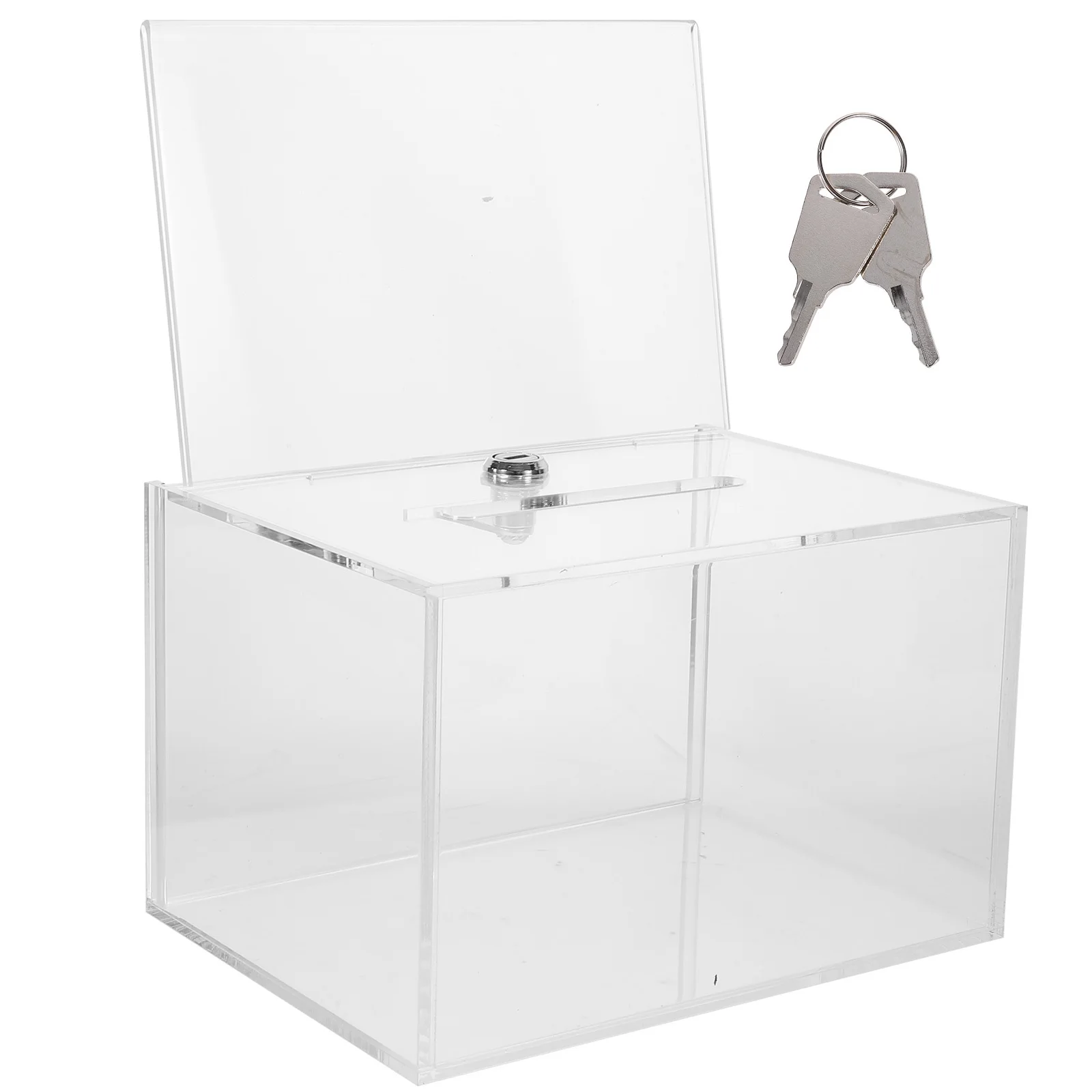 1 مجموعة 1 مجموعة واضح الاكريليك اقفال الصوت اقفال الصناديق التبرع تخزين جمع الاقتراحات حاوية رسائل الاقتراع العامة #5