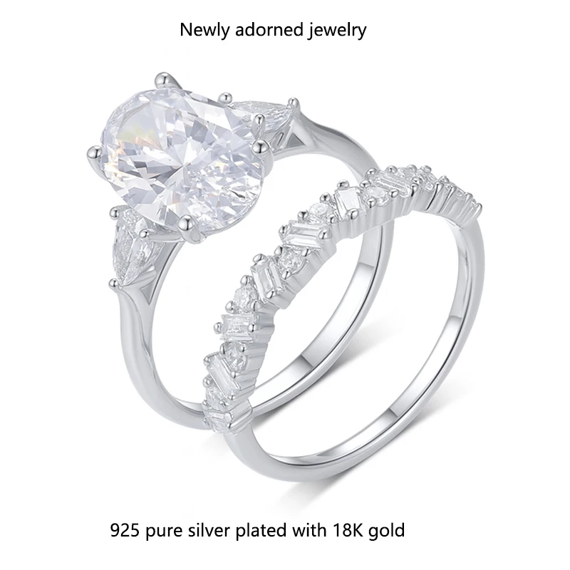 

Серебряный комплект из двух частей S925 с кольцом круглой формы с муассанитом диаметром 4,5 карата, предназначенным классической элегантностью, в настоящее время trendi.