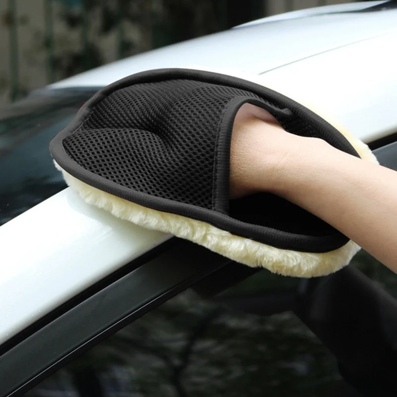 Car Wool Fleece Gloves Body Cleaning Soft Washing Gloves Paint Polishing Brush Microfiber Sponge Auto Motorcycle Care Tools