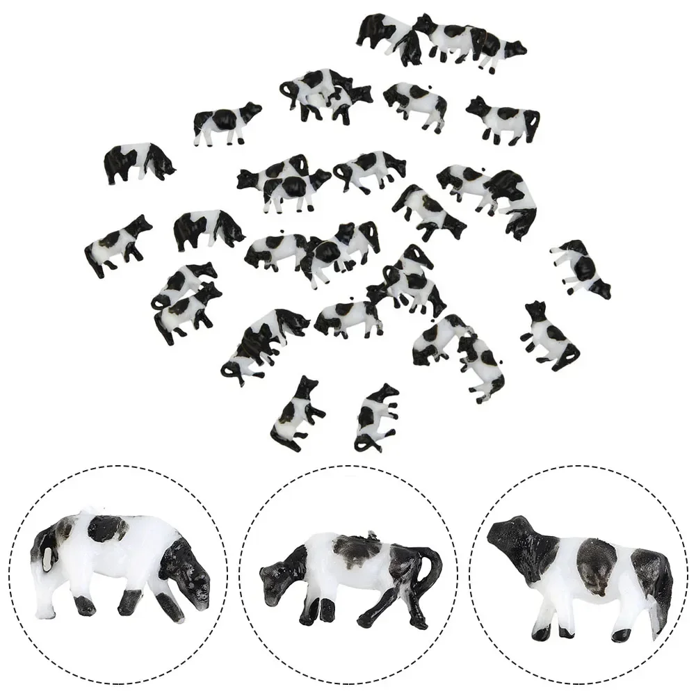 30Pcs N Scale Cows Model 1:150 Model Railway Painted Farm Animals Model Scene Building Painting Railway Farm Animal