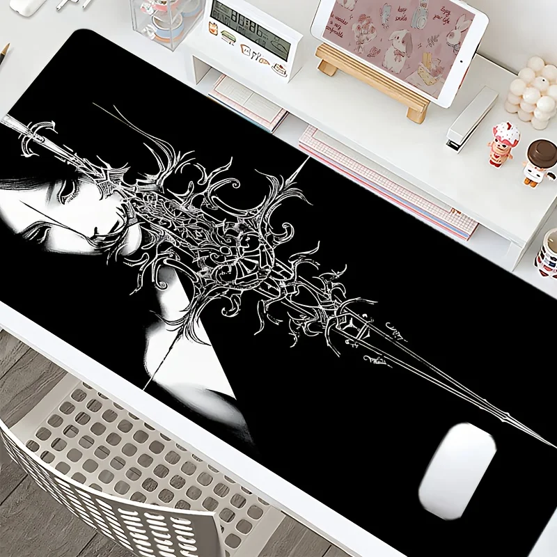 

Extended Gaming Mouse Pad with Cool Sword-Wielding Girl Non-Slip Desk Mat Office Keyboard and Mouse Accessory Desk Interior