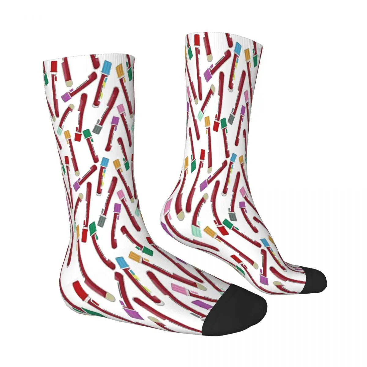 Laboratory Blood Work Test Tube Pattern Chemistry Chemist Science Scientist Socks Male Mens Women Autumn Stockings Polyester