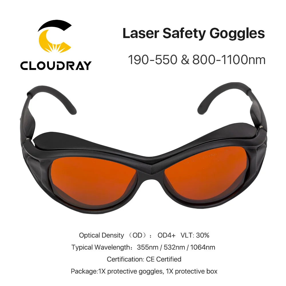 Imagem -02 - Cloudray-óculos de Segurança a Laser Óculos de Proteção tipo a Óculos de Proteção para Fibra uv e Verde 190550nm 8001100nm