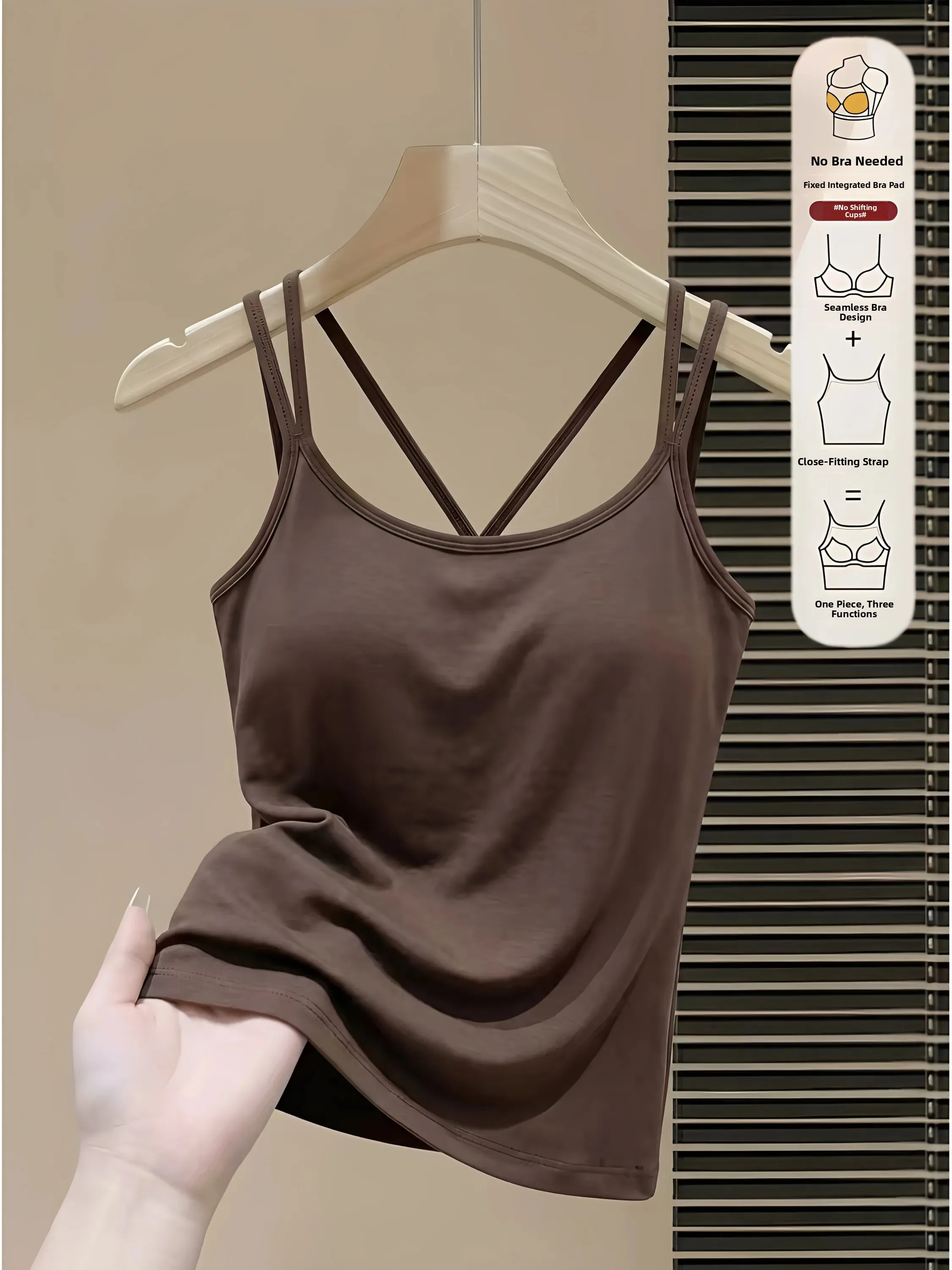 Women's One-Piece Strap Vest with Chest Pad Spring Summer Large Size Slim Fit Outerwear Inner Match Underwear Beautiful Back ...