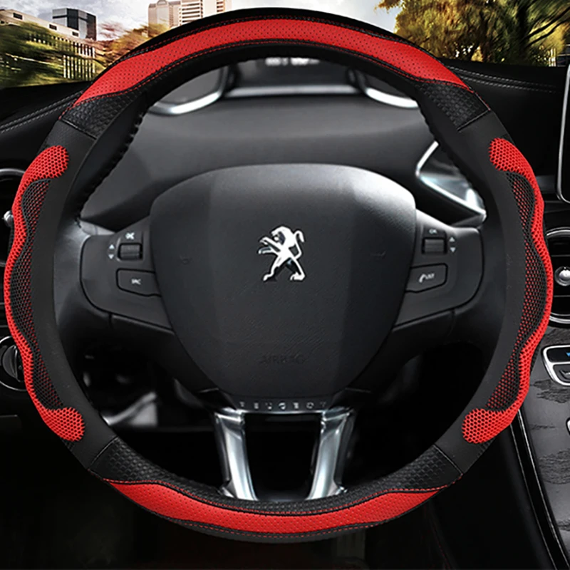 Microfiber Leather Car Steering Wheel Cover For Peugeot 208 2012~2018 Peugeot 308 2014~2021 2008 2013~2018 Auto Accessories