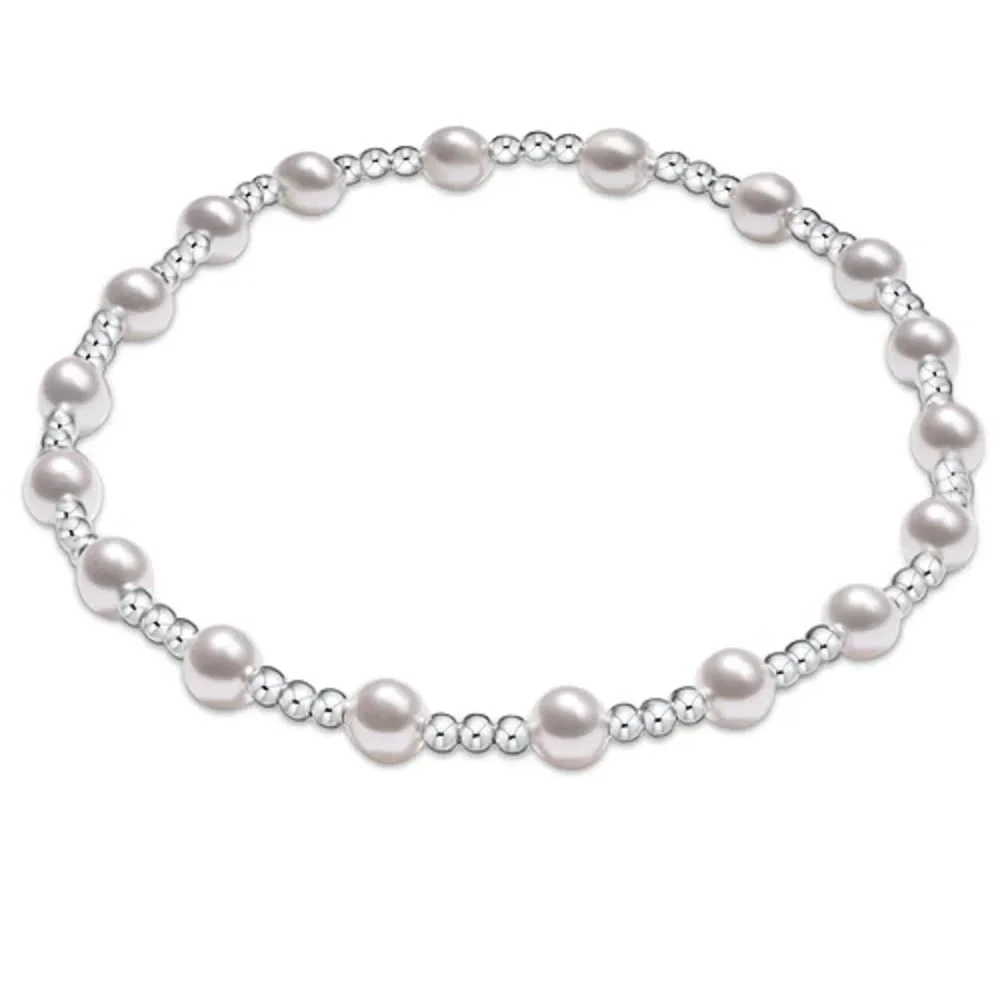 

YozyCraft Classic Sincerity Pattern 4mm Bead Pearl Stackable Stretch Bracelet, Fashion Jewelry Gift for Women