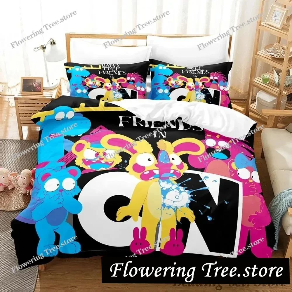 

2025 Happy Tree Friends Bedding Set Single Twin Full Queen King Size Bed Set Aldult Kid Bedroom Duvetcover Sets Anime