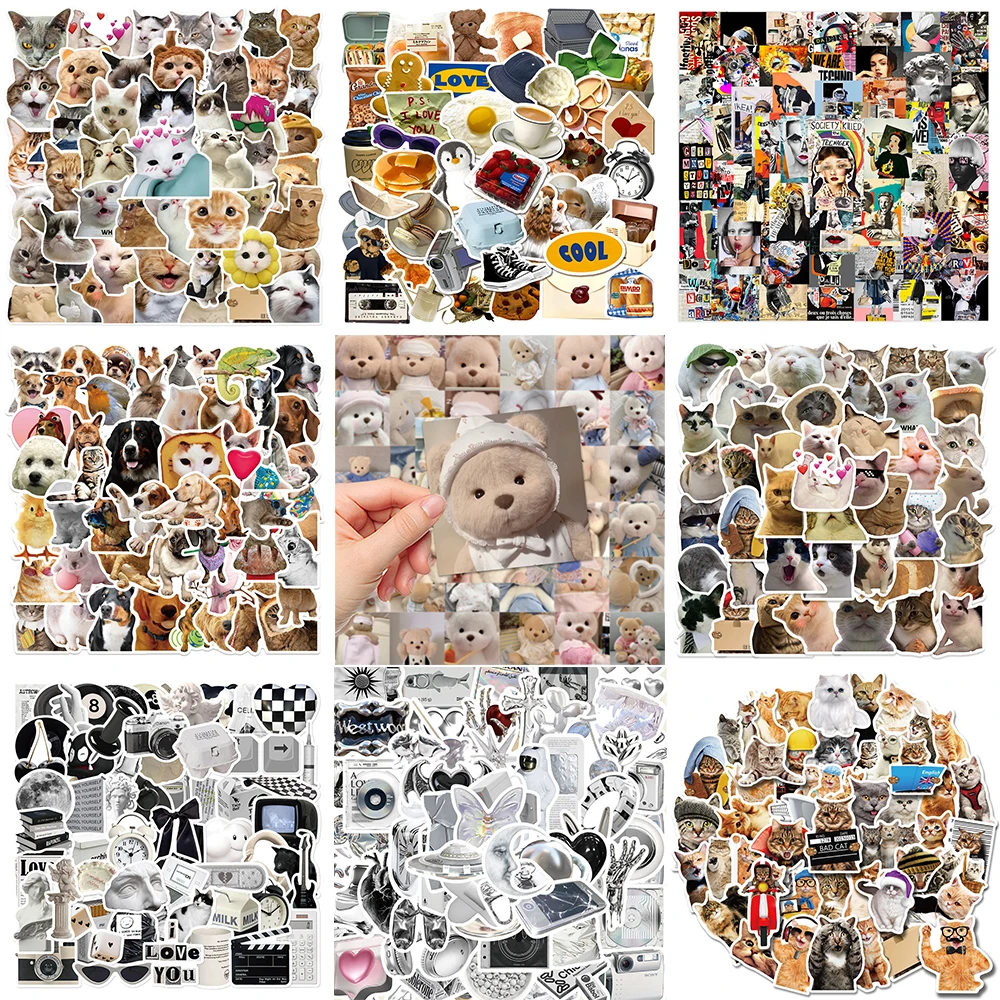 10/30/50PCS Trend Realistic Style Stickers Series Cute Cat Graffiti Guitar Laptop Helmet Luggage Notebook Decoration Wholesale