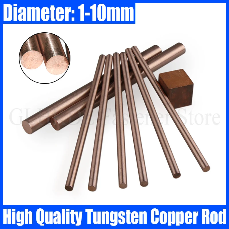 1PCS W70Cu30 W75Cu25 W80Cu20 Tungsten Copper Rod Electrode Copper Bar Put Electric Rod Tungsten Copper Alloy Rod Electric Spark