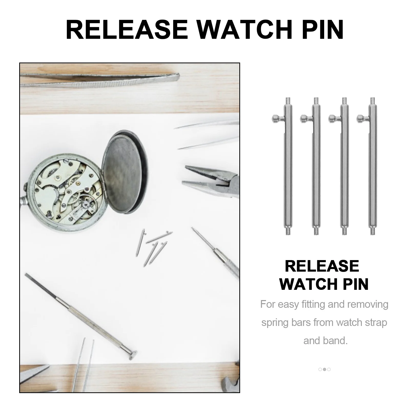 4Pcs Watchband Pin Quick Release Tool Heavy Handle Spring Bar Remover Stainless Steel Replaceable Watch Accessories