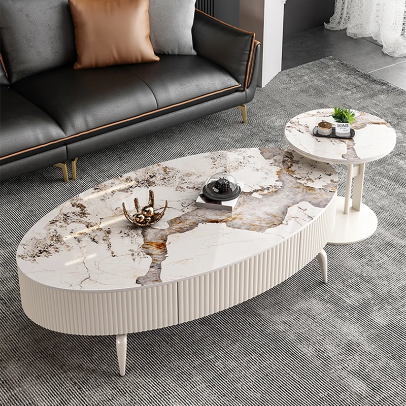 Modern Design Coffee Table White Elegant Minimalist Funky Side Table Center Luxury Mesa De Centro De Sala Living Room Furnitures