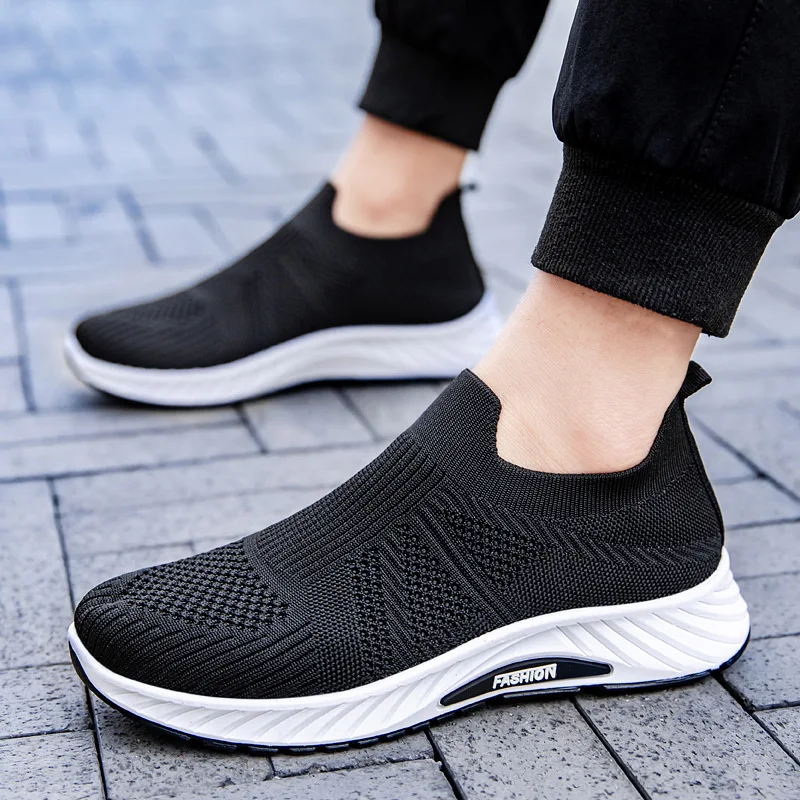 Zapatos Casuales de Punto para Hombre, Primavera-Verano, Transpirables, Ligeros, con Suela Suave, Punta Redonda y Tacón Plano