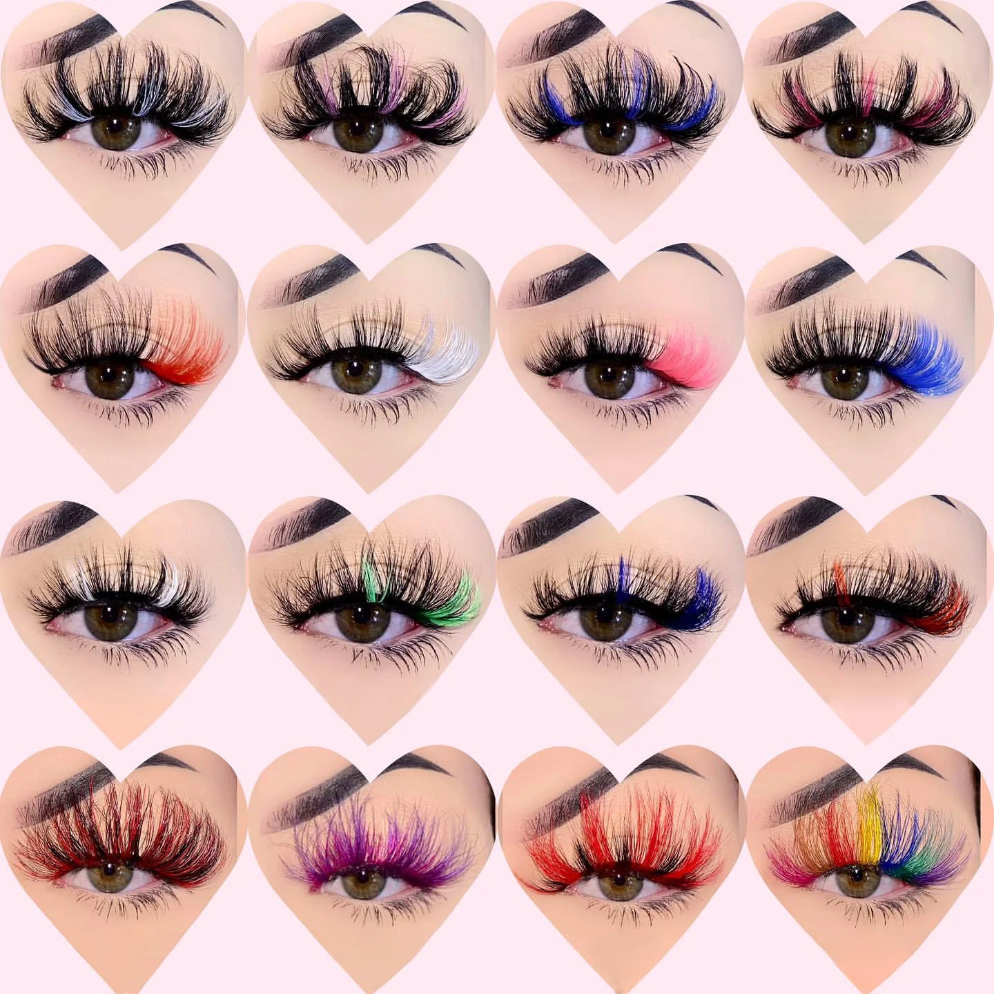 Pink Blue Green Colored Lashes Bulk Wholesale 5D 8D Mink Lashes Supplies Fluffy False Eyelashes Thick Wispy 25MM Mink Eyelashes