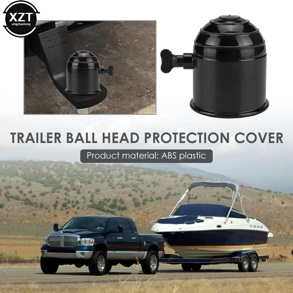 Car Tow Bar Ball Cover Lockable Key Towing Hitch Trailer Protector Cap Black Silver Plastic Truck Car Prevent Loose Fall 50mm