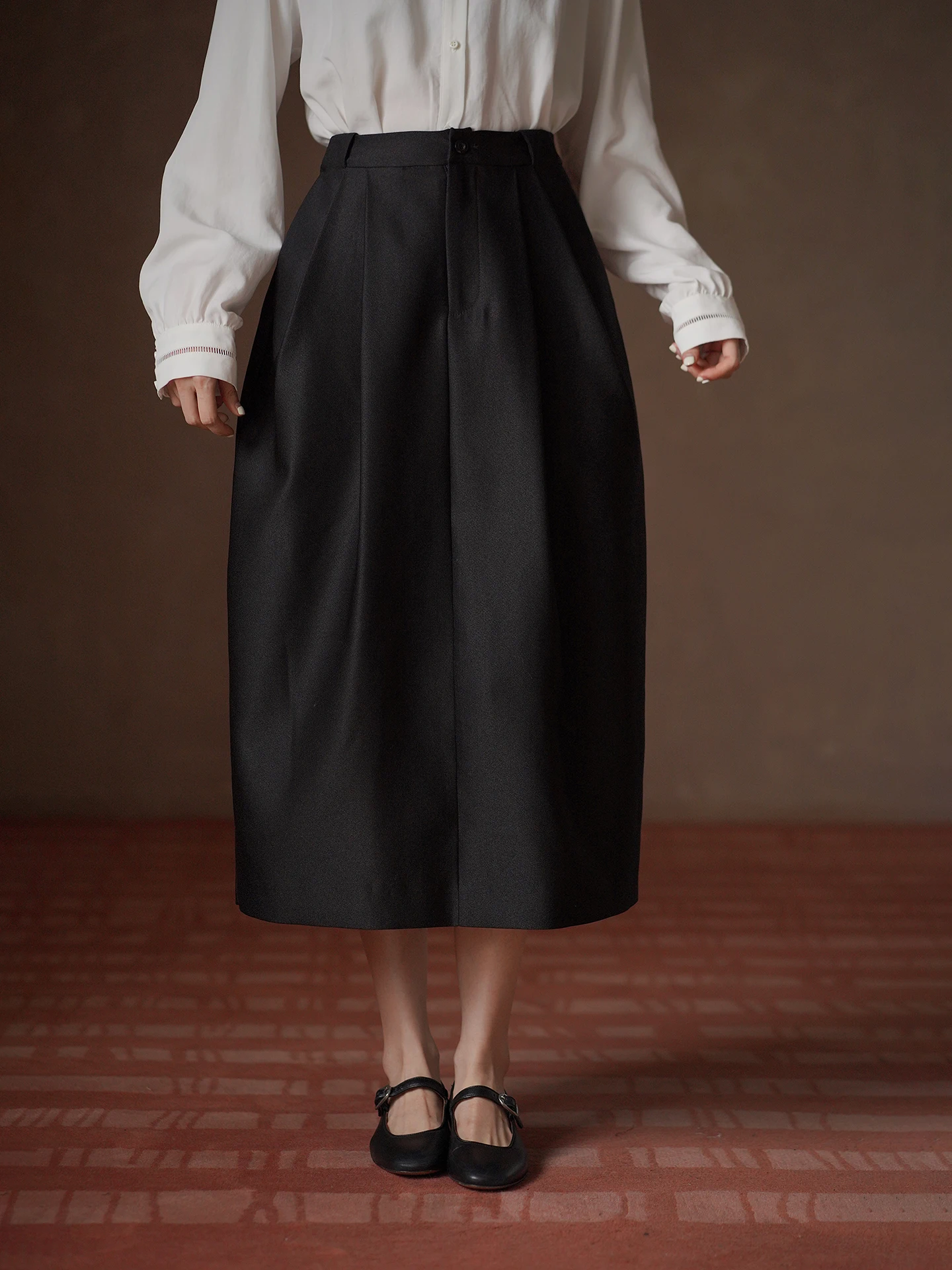 High Waist Long A-Line Skirt Women's Business Casual Polyester Blend Skirt Comfortable Stretch Fabric CityWalk Travel Wear