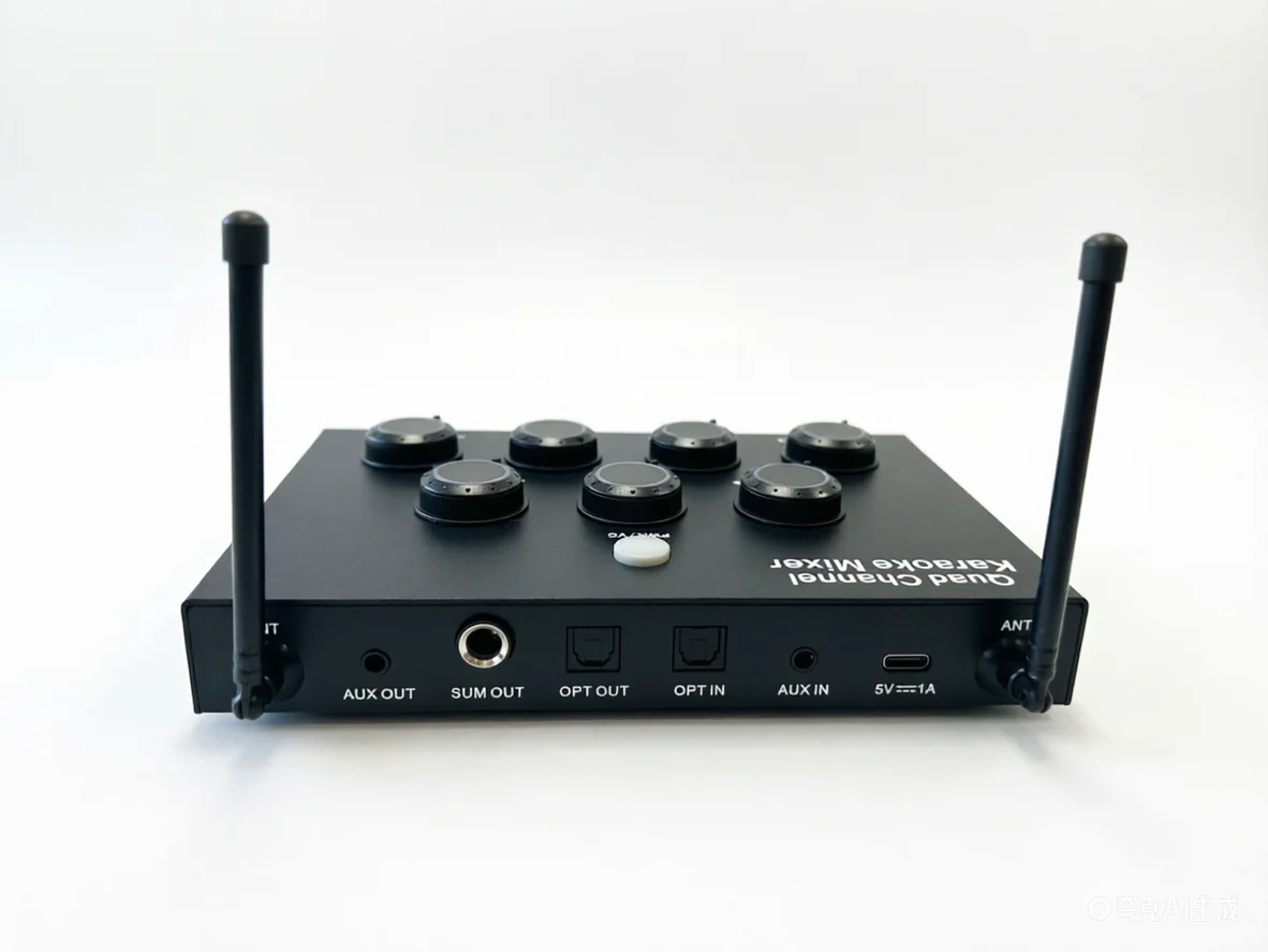 4-Channel Karaoke Mixer with Wireless UHF Rechargeable Microphone for Smart TV Soundbar PC - New Arrivals