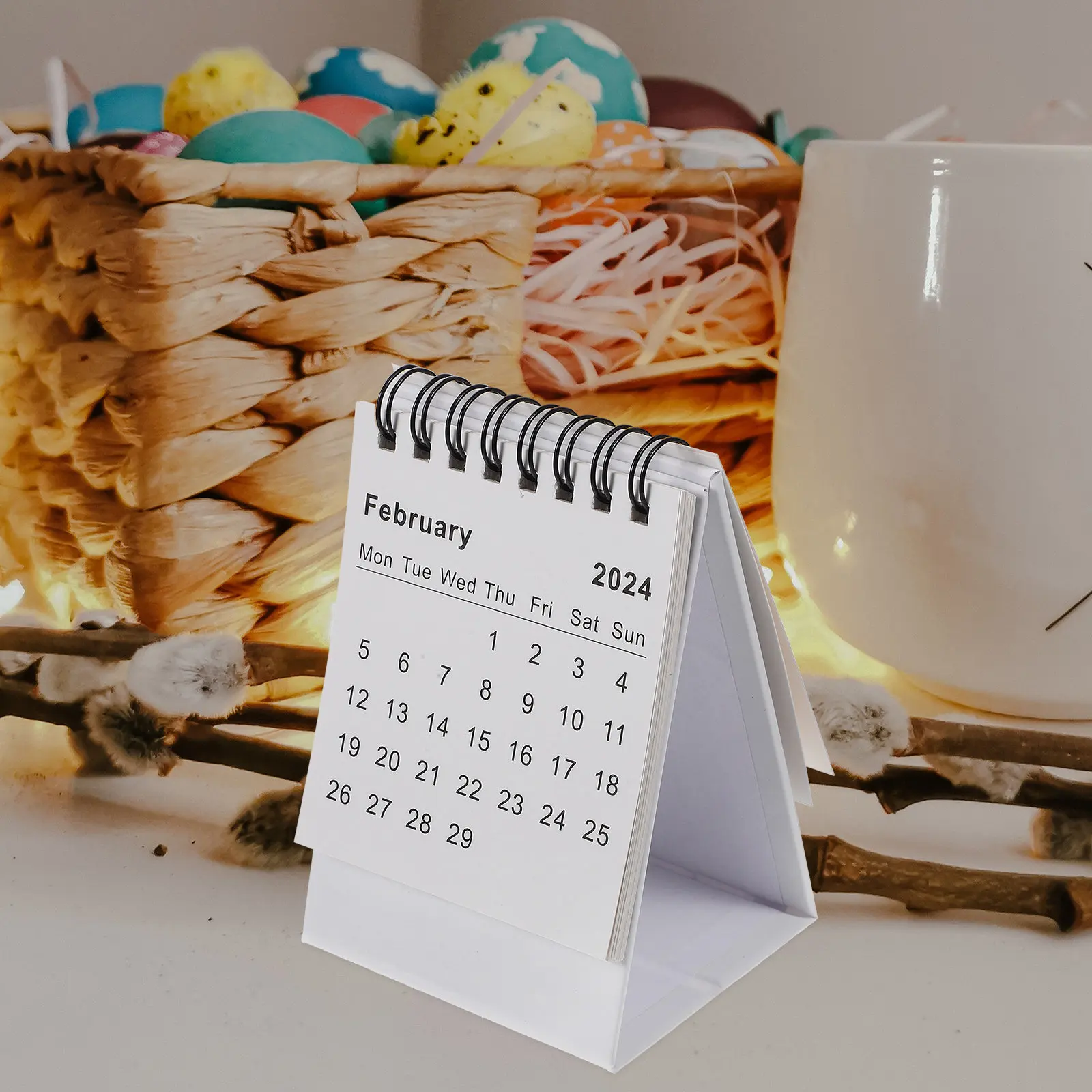 

Mini 2024 Desk Calendar Small Stable Paper Binding Foldable Daily Standing Office Table Planner Calendar Decorative Home Desktop