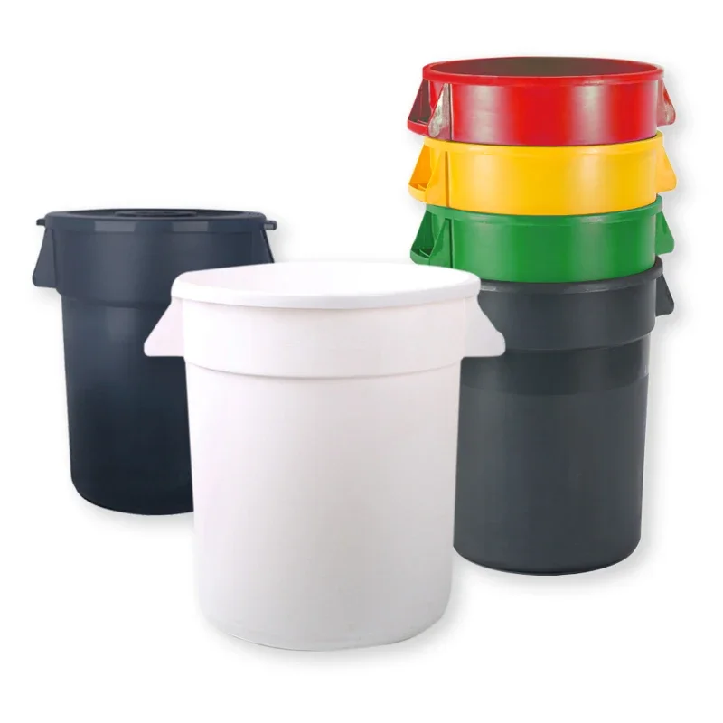 Indoor Plastic Garbage Can Round Wastepaper Waste Basket Bin 120L Plastic Trash Can 120 Liter Paper Basket HDPE