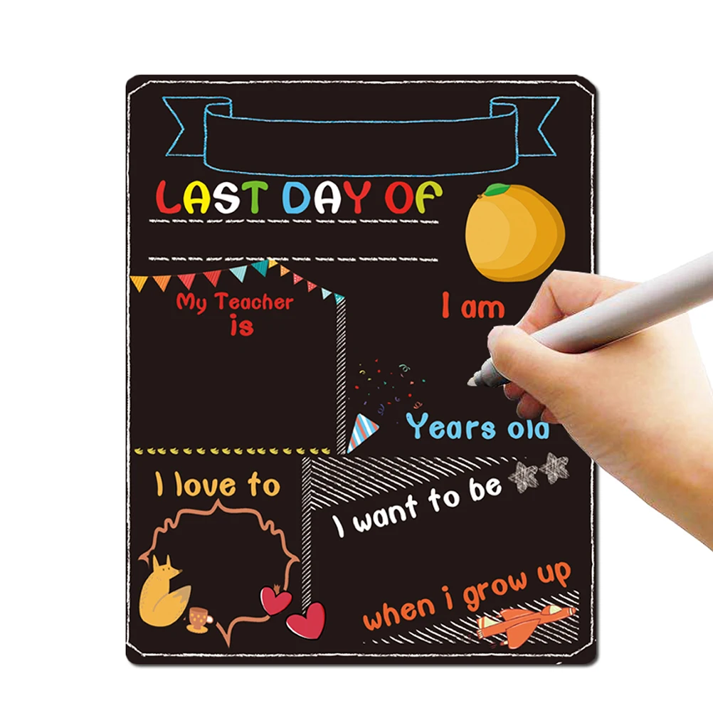 

2 pcs Double-Sided Chalkboard Wall Hanging Day School Milestone Signs Letter Message Boards Home Decor