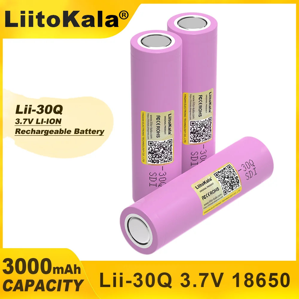 1-9PCS LiitoKala Lii-30Q 3.7V 18650 3000mAh Li-ion Rechargeable Battery For Flashlight Power Tools