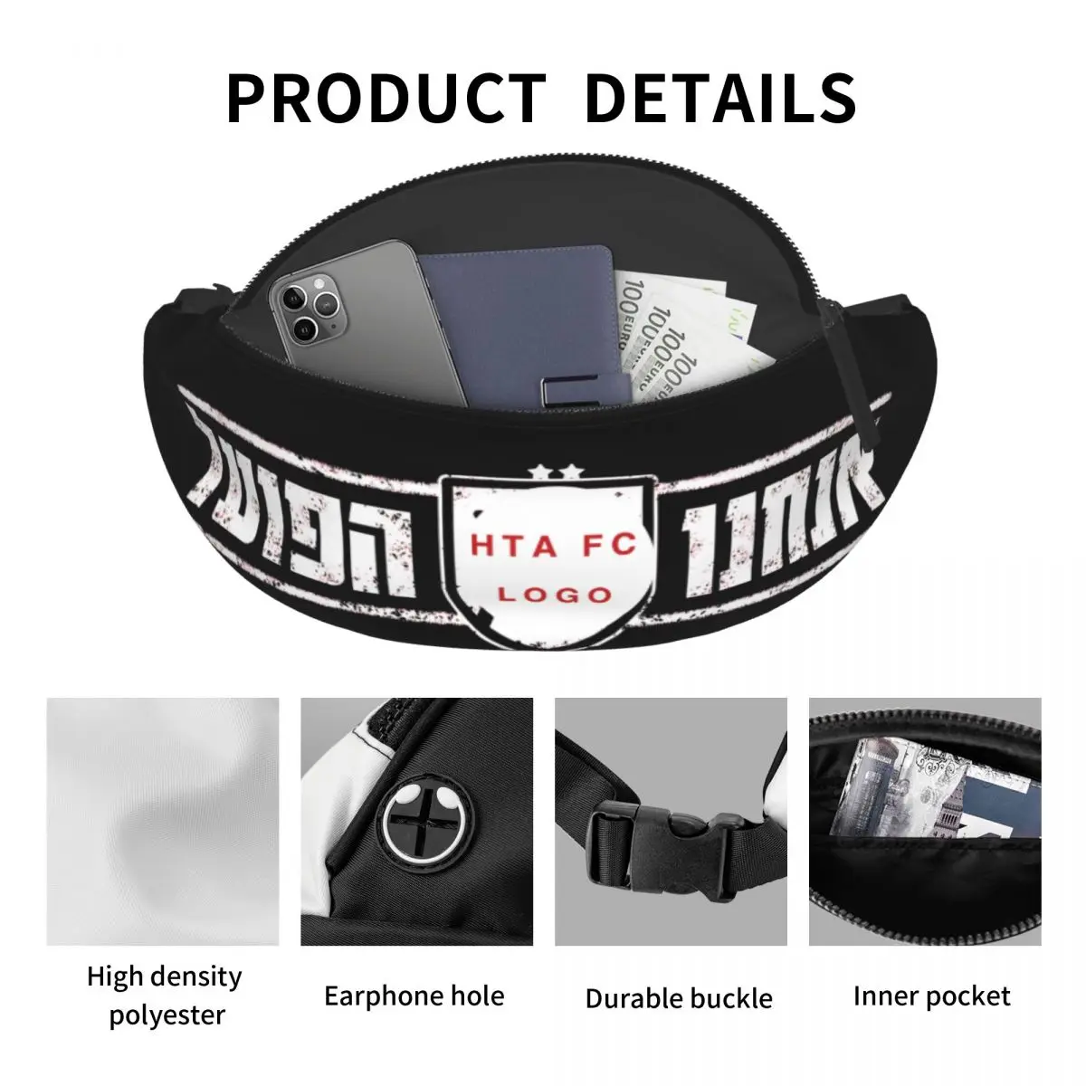 Crossbody Fanny Pack para Esportes e Festival, Carteiras Casual, Pacote de Cintura, Bolsa para Telefone, Esportes, Treino, Viagem, Corrida, Halogênio FC