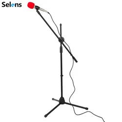 Selens Adjustable Swing Boom Floor Microphone Stand Holder Durable Metal Mic Stage Tripod For Live Streaming Vlog/Music/Speech