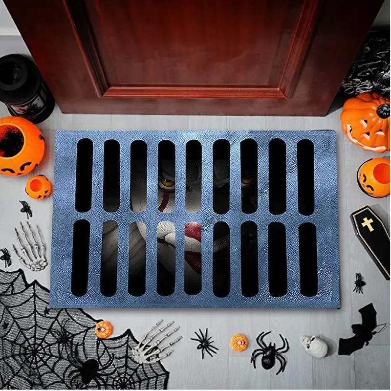 Halloween Non-Skid Area Tapetes, 3D Stereo Vision Capacho, Tapetes De Filme De Terror, Engraçado Outdoor ou Indoor Floor Mats