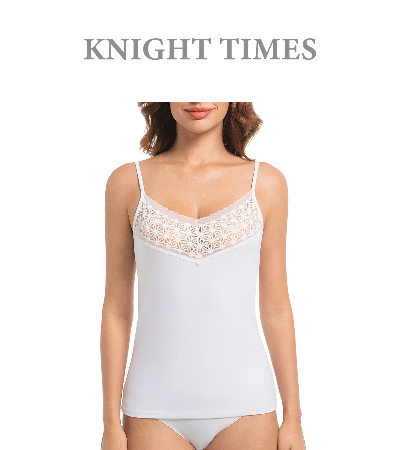 KNIGHT TIMES 1-piece women's white top vest, paired with a sweatshirt, elegant lace, sexy and comfortable
