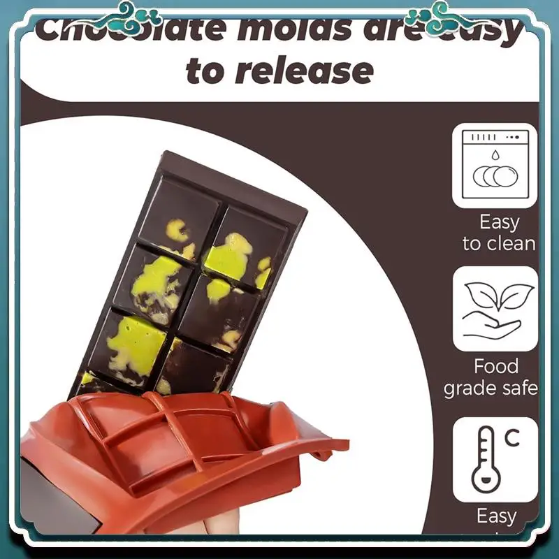 

A67K-Large Thick Silicone Chocolate Bar Rectangular Food Grade Silicone Baking Mold DIY Kitchen