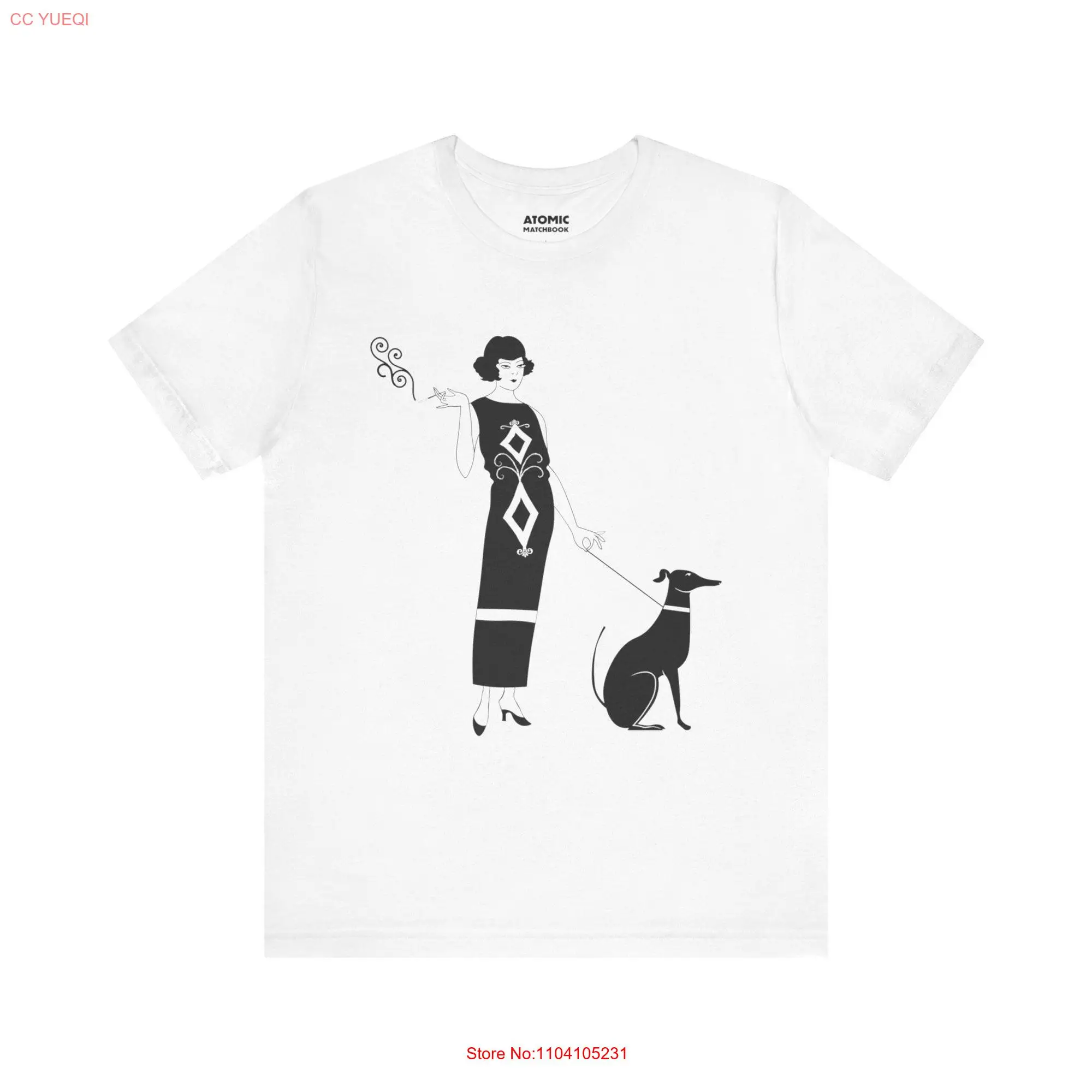 Art Deco Flapper T Shirt Jazz Age Roaring Twenties Great Gatsby Greyhound Black and White Minimalism Apparel