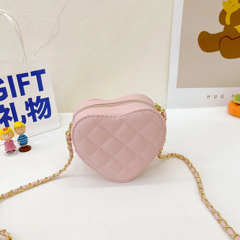 Mini bolsos cruzados en forma de corazón de lujo para mujeres y niñas, monedero de princesa, cambio de moneda, cadena, bolso cruzado de hombro de tendencia