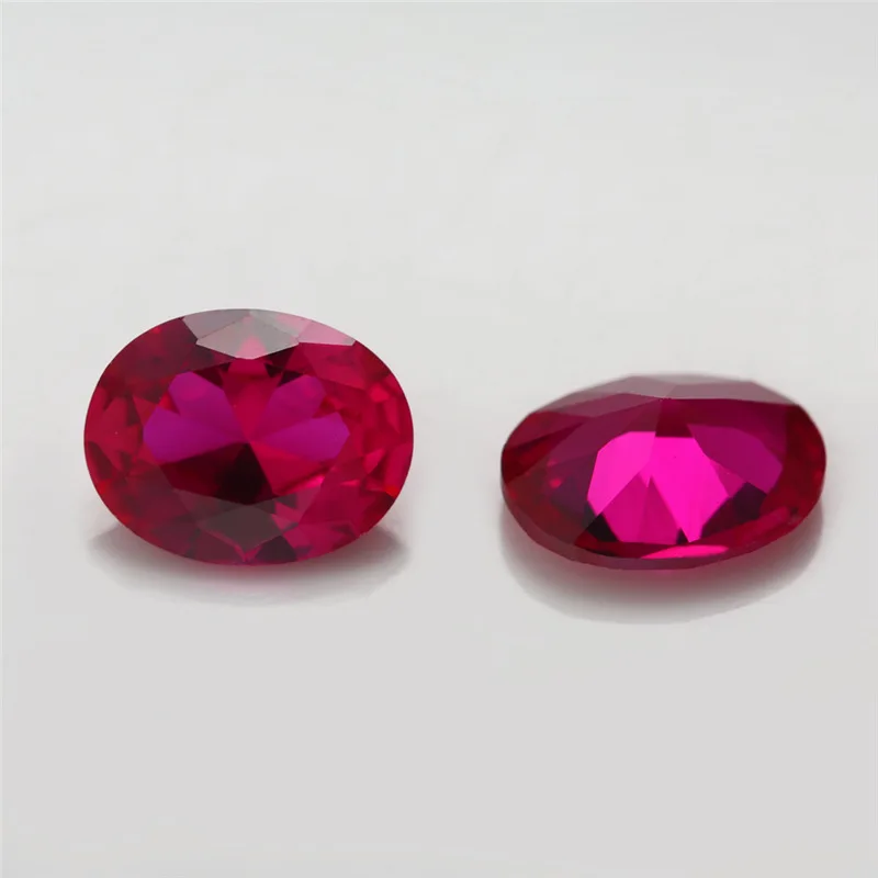 Size 2x4mm~10x12mm Oval Cut 5# Red Rubys Synthetic Corundum Gems Stone For Jewelry DIY Making