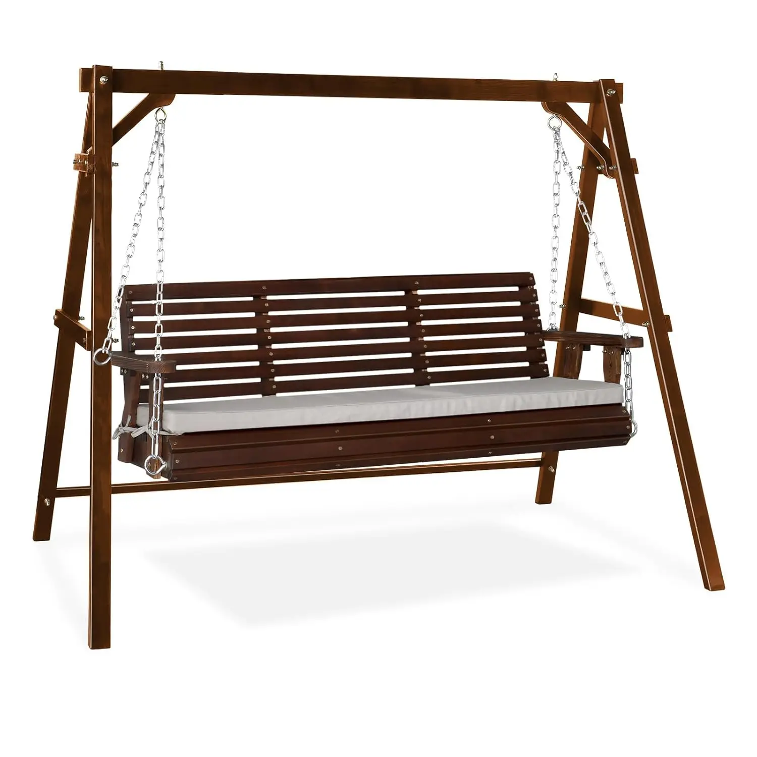 5FT Outdoor Porch Swing with Frame & Stand, Heavy Duty 880LBS with Cushions for Yard, Custom