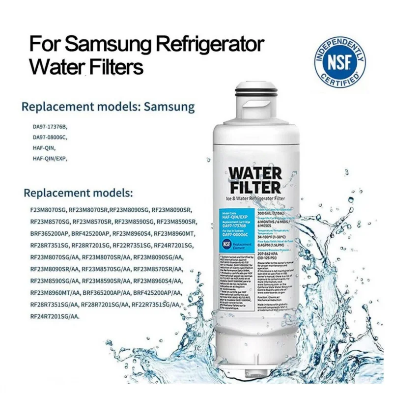 Recambio de filtro de agua para refrigerador Samsung DA97-17376B, recambio para HAF-QIN/EXP, HAF-QIN, DA97-08006C, RF28R7351SG, WS645A, paquete de 1